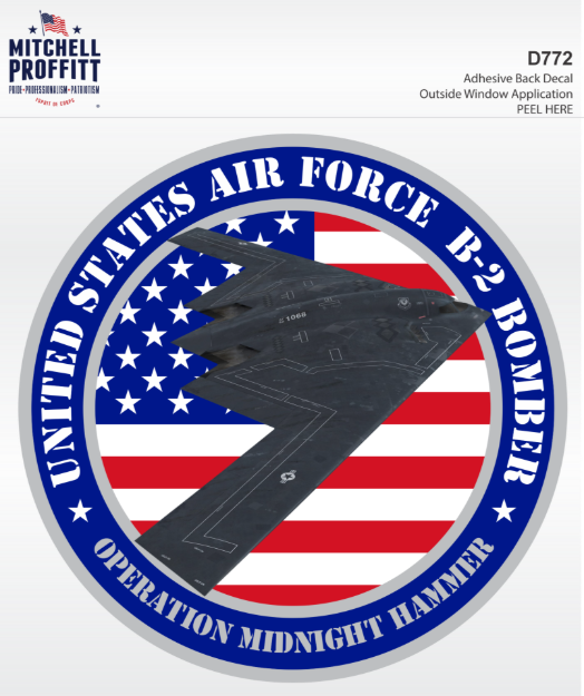 Picture of Mylar Decal - United States Air Force B2 Bomber Operation Midnight Hammer