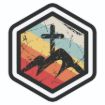 Picture of Sticker - Cross on Mountains Hexagon