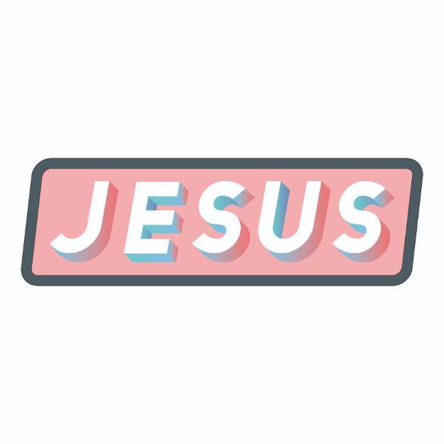Picture of Sticker - Jesus Pink Rectangle