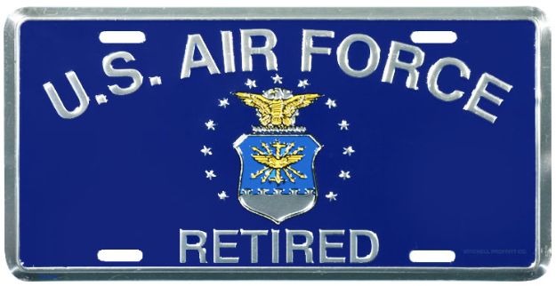 Picture of Autotag - Air Force Retired with United States Air Force Emblem Embossed Metal License Plate