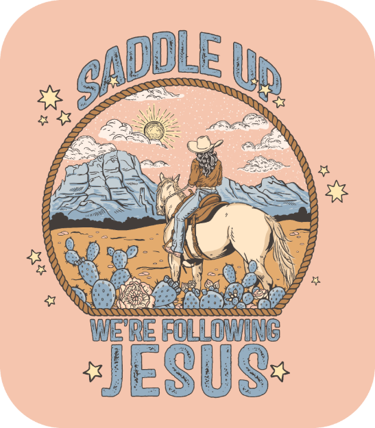 Picture of Vinyl Sticker - Saddle Up We're Following Jesus