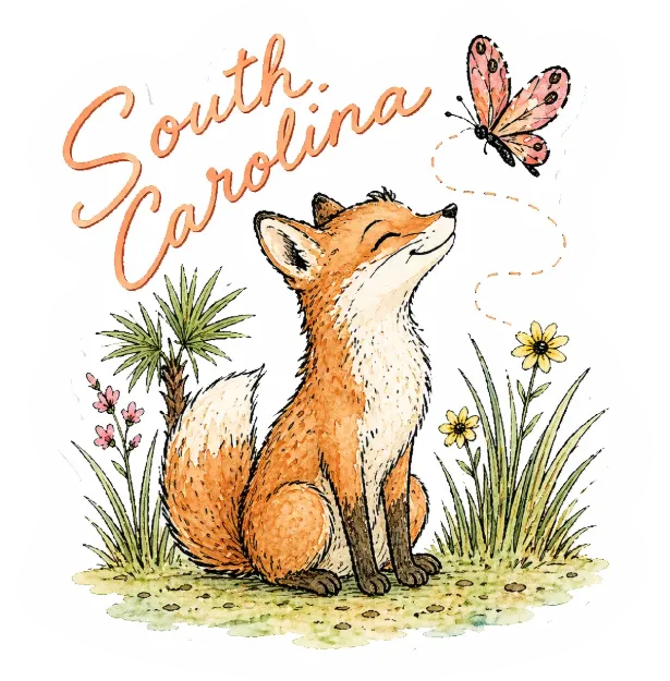 Sticker - South Carolina Animal and Butterfly