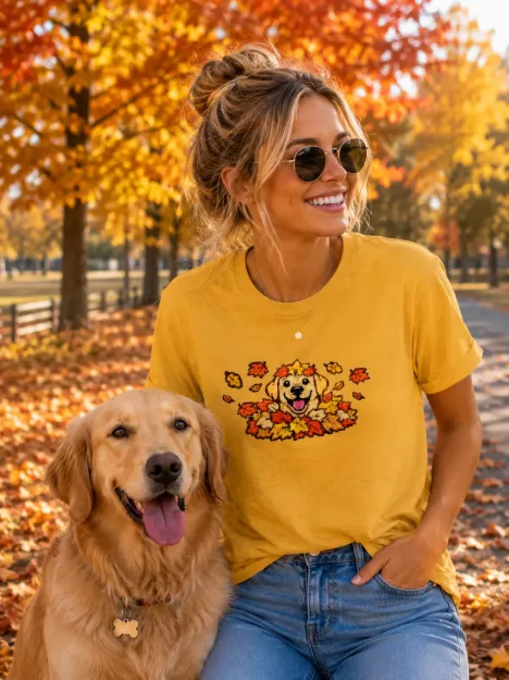 Dog Fall Leaves