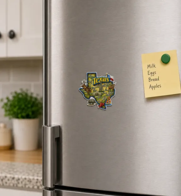 Die Cut Magnet - State of Texas with Elements