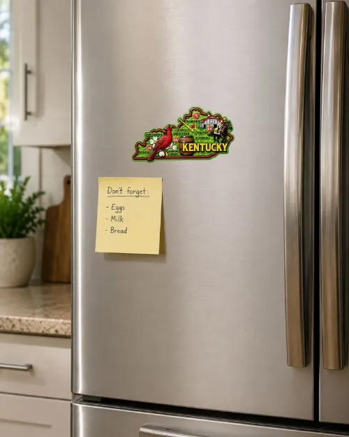 Die Cut Magnet - State of Kentucky with Elements