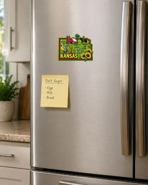 Die Cut Magnet - State of Kansas with Elements