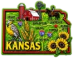 Die Cut Magnet - State of Kansas with Elements