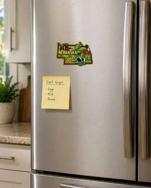 Die Cut Magnet - State of Nebraska with Elements