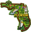 Die Cut Magnet - State of Florida with Elements