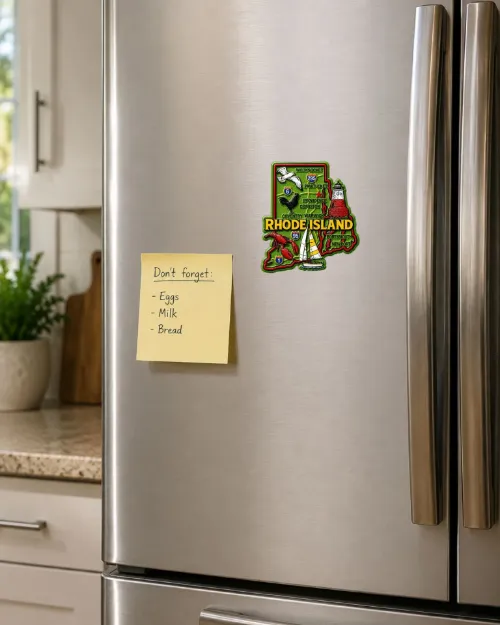Die Cut Magnet - State of Rhode Island with Elements